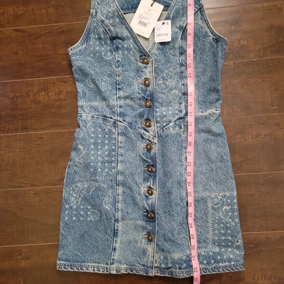 SPELL Road Trip Denim Vest Dress Womens S Blue Bandana Timeless Western Boho - Picture 8 of 8